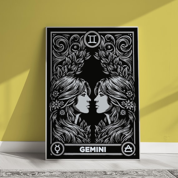 極希少◆北欧メロディアスAOR◆GEMINI/GEMINI Gemini Art Print: Gothic Zodiac Wall Decor - A3 - Etsy Israel