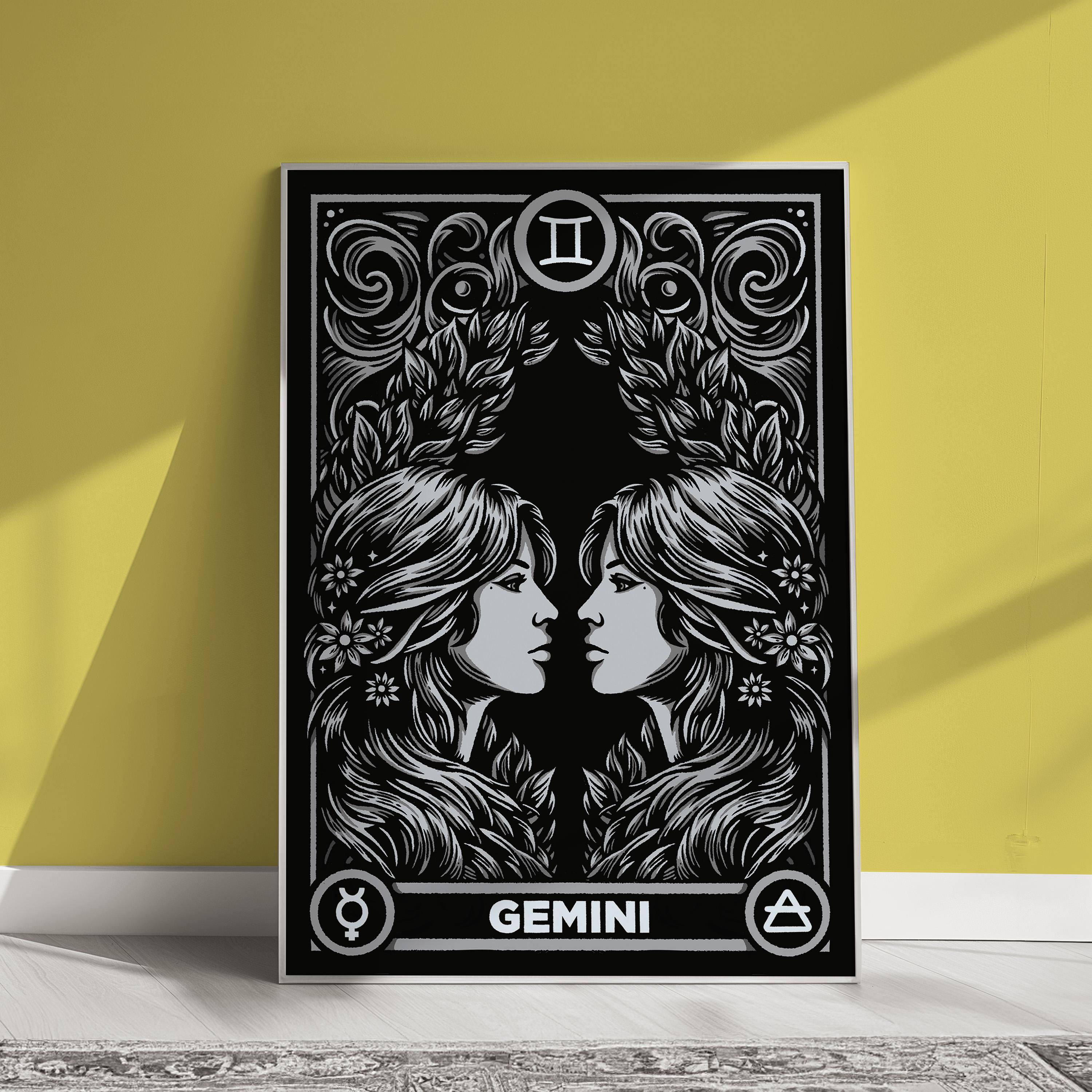 Gemini Art Print: Gothic Zodiac Wall Decor - A3 - Etsy Australia