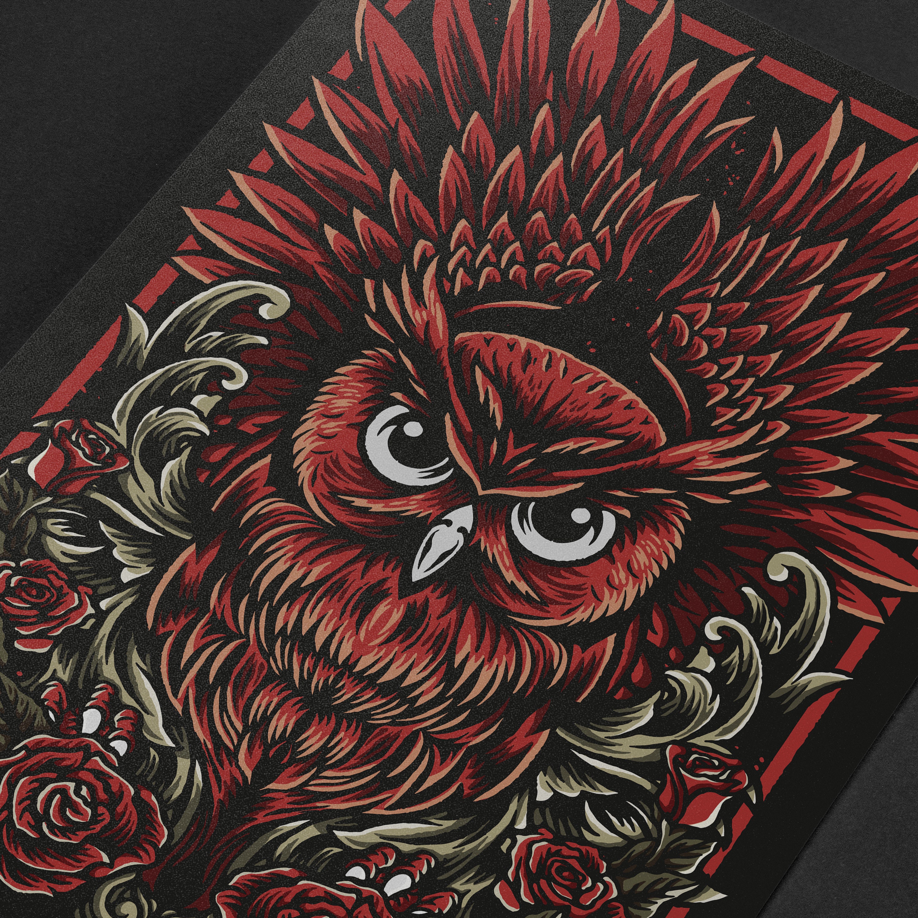 Owl - Art Print - Available in A3, A4 & A5 - Wall Art Gift Gothic Home Decor Alternative Occult Witch Mystical Vintage Goth Tarot
