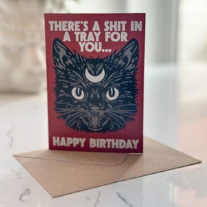 Méfiez-vous de la carte de voeux d'anniversaire de chat - cadeau d'art mural Décoration d'intérieur gothique Alternative occulte Sorcière Tarot gothique vintage vintage