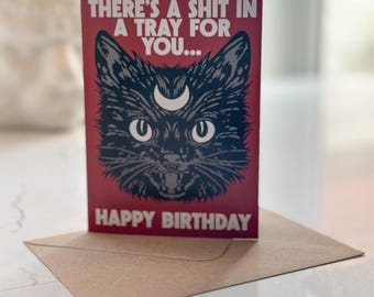 Méfiez-vous de la carte de voeux d&#39;anniversaire de chat - cadeau d&#39;art mural Décoration d&#39;intérieur gothique Alternative occulte Sorcière Tarot gothique vintage vintage