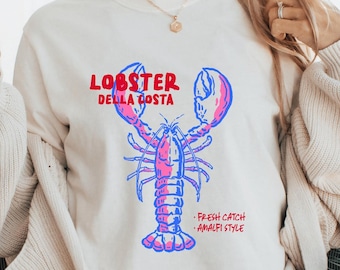 Schattig kreeft shirt comfort kleuren shirt visser esthetische oceaan shirt Amalfikust shirt kreeft minnaar shirt kust esthetische zeevruchten Tee