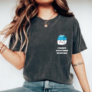 Funny Pocket Milk Shirt Lactose Intolerance Tshirt Funny Milk Tee Dairy Free Humor Cute Kawaii Milk Carton Tee Vegan Joke Milk Free Allergy