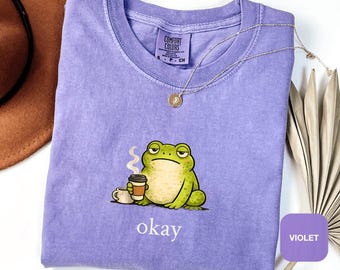 Camiseta divertida de rana, camiseta de meme de rana Comfort Colors®, camiseta de amante de la rana desquiciada, rana gruñona, regalo atrevido para amantes del café, extraño, sarcástico, Weirdcore