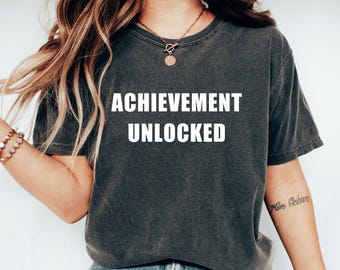 Prestatie ontgrendeld shirt grappig gaming tshirt level omhoog video gamer shirt videogames shirt meisje gamer shirt video game minnaar cadeau voor gamer