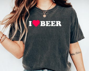Camiseta "Eu Amo Cerveja" Melhor Camiseta de Cerveja Presente para Amante de Cerveja Presente para Apreciador de Cerveja Camiseta Divertida para Beber Camiseta para Festival de Cerveja Camiseta Divertida para Dia de Beber no Pub