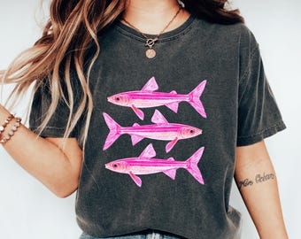 Pink Sardines Shirt La Dolce Vita Coastal Aesthetic Fisherman Shirt Fishing Lover Gift Seafood Fish Lover Gift Italian Summer Beach Girl Tee