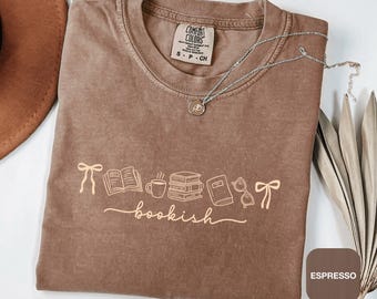 Camiseta de coqueta de libros, regalo para amantes de los libros, camiseta de colores cómodos, camiseta de club de lectura de otoño de ratón de biblioteca, regalo, camiseta de nerd de libros, camiseta de lectura de bibliotecario