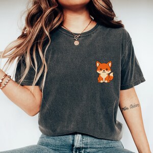 Cute Pocket Fox Shirt, My Spirit Animal Tshirt, Fox Lover Gift, Pocket Pet Fox, Adorable Foxy Birthday Gift Shirt, Playful Cartoon Fox Tees