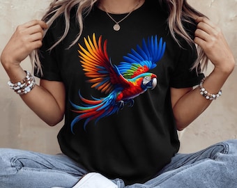 Scarlet Macaw Parrot Shirt Colorful Bird Lover Gift Exotic Tropical Bird Tee Parrot Lover Gift Parrot Mom Shirt Parrot Dad Bird Watcher Gift
