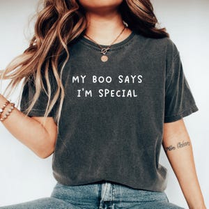 My Boo Says Im Special, Cute Couples Matching Shirt, Playful Anniversary Gifts, Date Night Tee, Valentines Day Tshirt, Engagement Honeymoon