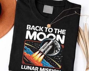 Back to the Moon Lunar Mission Retro Space Rocket astronaut Shirt