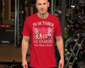 In October We Wear Red For Red Ribbon Week Halloween Ghost
