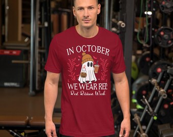 In October We Wear Red For Red Ribbon Week Halloween Ghost