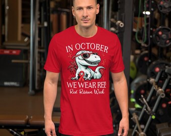 In October We Wear Red For Red Ribbon Week Halloween Ghost