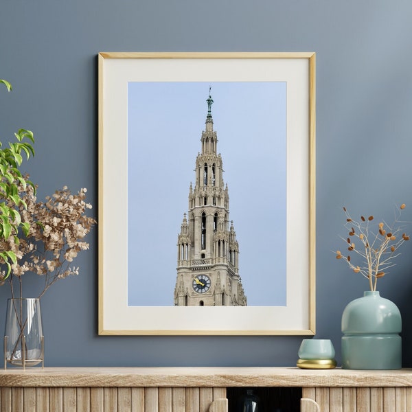 Poster for print for home or office wall decor design. Poster photography of Vienna Rathaus - for architecture lovers. Digital print poster