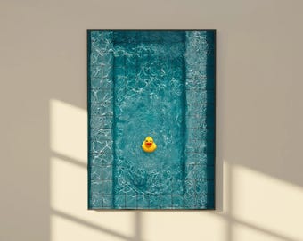 Bathroom Decor - Yellow Rubber Duck Pool Art Print | TOP 3 Poster