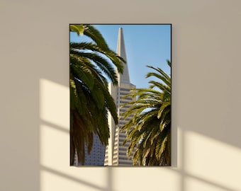 Transamerica Pyramid San Francisco Photography Wall Art | Palm Trees Cityscape Poster