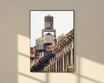 Water Tower Art | Manhattan Photo | Urban Industrial Cityscape Wall Poster
