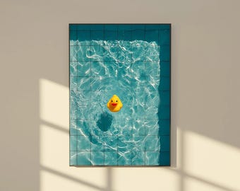 Rubber Duck Pool Art Print | Modern Bathroom Decor