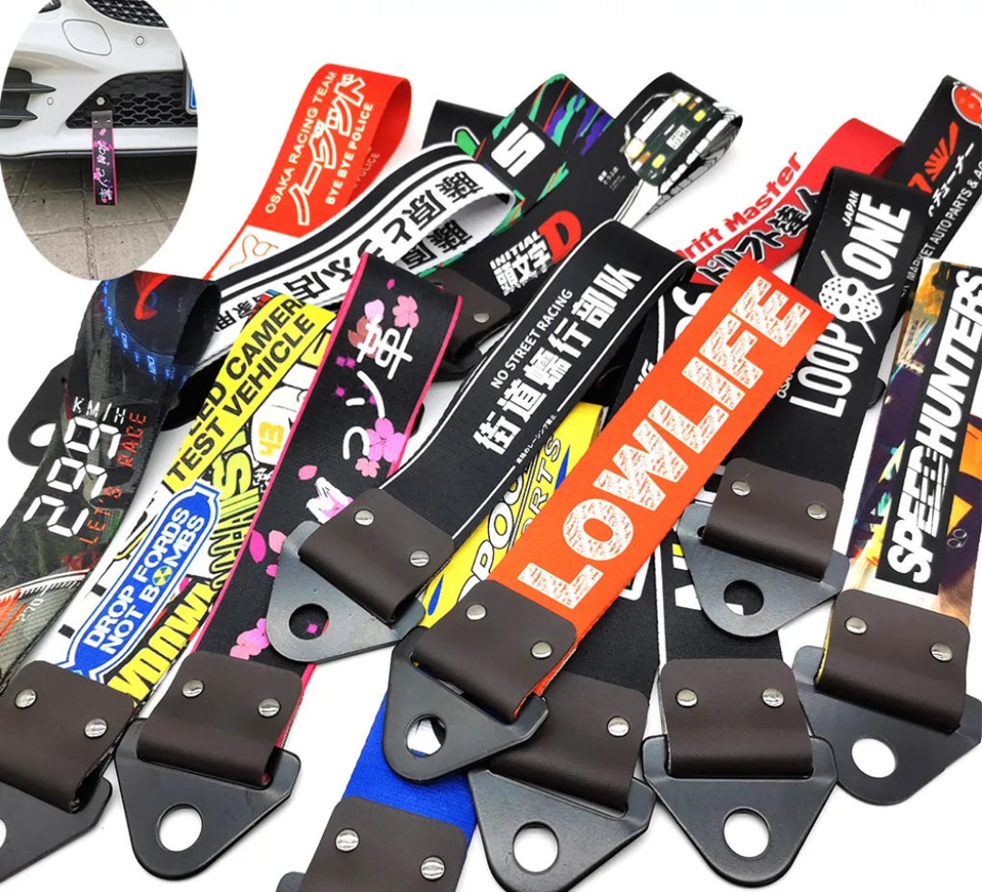 Custom JDM Style Tow Straps With Universal Bolt, Car Strap, Car
