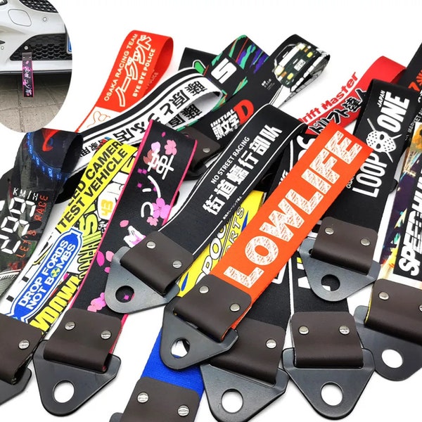Custom JDM Style Tow Straps with Universal Bolt, Car Strap, Car Accessory