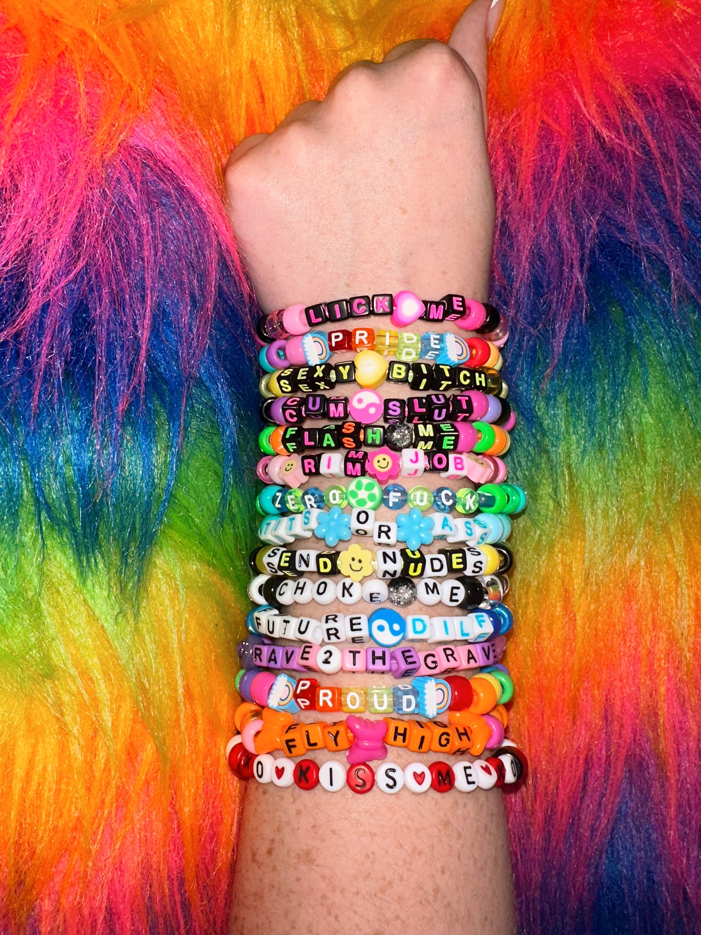 Kandi Bracelets Lot 12 Random Rave EDM PLUR EDC Friendship Bracelets Music Concert Festival Bracelets