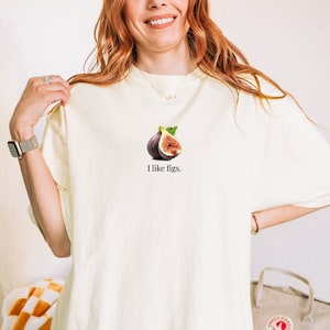 Ik hou van vijgen T-shirt ~ vijgen fruit, fruitshirt, voedselshirt, foodie-T-shirt, grappig fruit, schattig fruit, T-shirt,