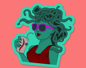 Modern Medusa Sticker, Sunglasses, Greek Mythology Decal