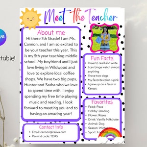 Meet the Teacher Sunshine and Rainbow Version