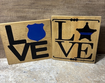 Thin Blue Line Wood Sign, Police Officer Gift, Law Enforcement Decor