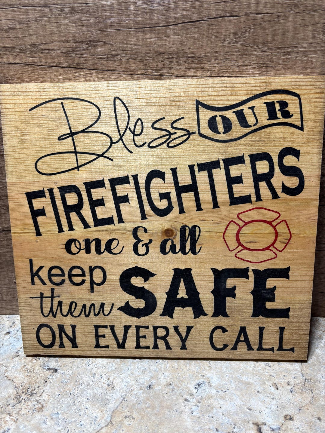 Handmade Wooden Firefighter Sign, Thin Red Line Decor, Firefighter Gift ...
