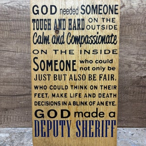 God Made Police Officer wood sign, Deputy Sheriff, Law Enforcement Support, First Responder Gift, Hand Painted wall art, Thin Blue Line