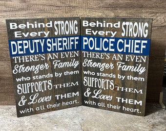 Thin Blue Line, Personalized Law Enforcement Family Wooden Sign, Police Officer Gift