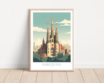 Captivating Barcelona: Spain Cityscape Art - Gaudi Architecture, Mediterranean Charm - Vibrant Print, Birthday Gift, Traveler Gift Ideas