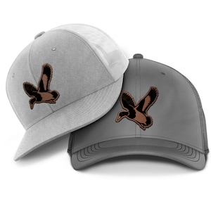 Duck Hunting Trucker Hat: Die-Cut Leather Patch Waterfowl Cap