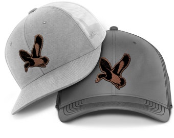 Duck Hunting Hat, Leather Patch Hat, Waterfowl Hunting Hat, die-cut leather patch trucker hat for duck hunters.