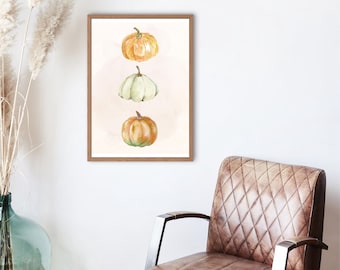 Fall Pumpkin Art Print: Rustic Farmhouse Thanksgiving Decor (Digital Download