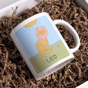 Leo Cat Zodiac Sign Mug | 11oz Ceramic Mug | Astrology Lovers Gift | Gift for Leo | Leo Star Sign | Zodiac Mug | Leo Mug | Cat Lover Gifts