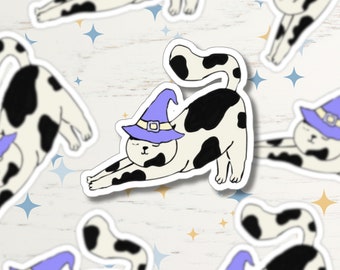 Witchy Cat Sticker | Vinyl-Aufkleber | Halloween Aufkleber | Lustiger Aufkleber | Niedliche Sticker | Hexe Sticker | Kiss-Cut Sticker