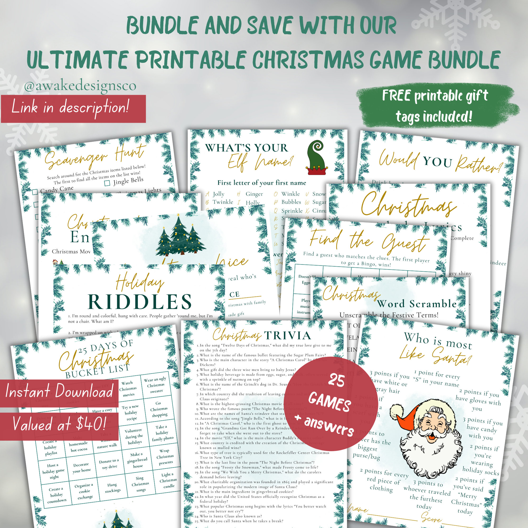 Christmas Trivia Printable for Fun Family Game Night Office - Etsy