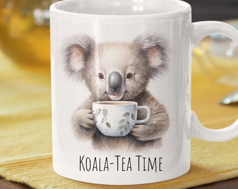 Koala-Tea Time Mug, Koalaty Time, Quality Time Mug, Punny Mug, Puns, Funny Mug, Animal Mug, Cute Animal, Wordy Mug, Animal Lover, Koala Gift