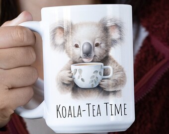 Koala-Tea Time Mug, Koalaty Time, Quality Time Mug, Punny Mug, Puns, Funny Mug, Animal Mug, Cute Animal, Wordy Mug, Animal Lover, Koala Gift