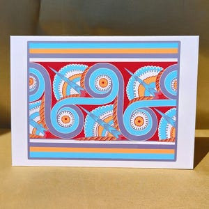 Carte de voeux d'art mycénien - Illustration d'une frise en spirale du palais de Tirynthe - Art minoen - Grèce antique