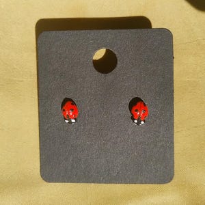 Ladybird Ladybug Tiny Stud Earrings - Handmade Polymer Clay and 925 Sterling Silver Red and Black Coccinella septempunctata Insect Jewellery