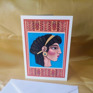 Carte de voeux Illustration Aphrodite, déesse de la mythologie grecque antique - Art chypro-archaïque II de la Chypre antique