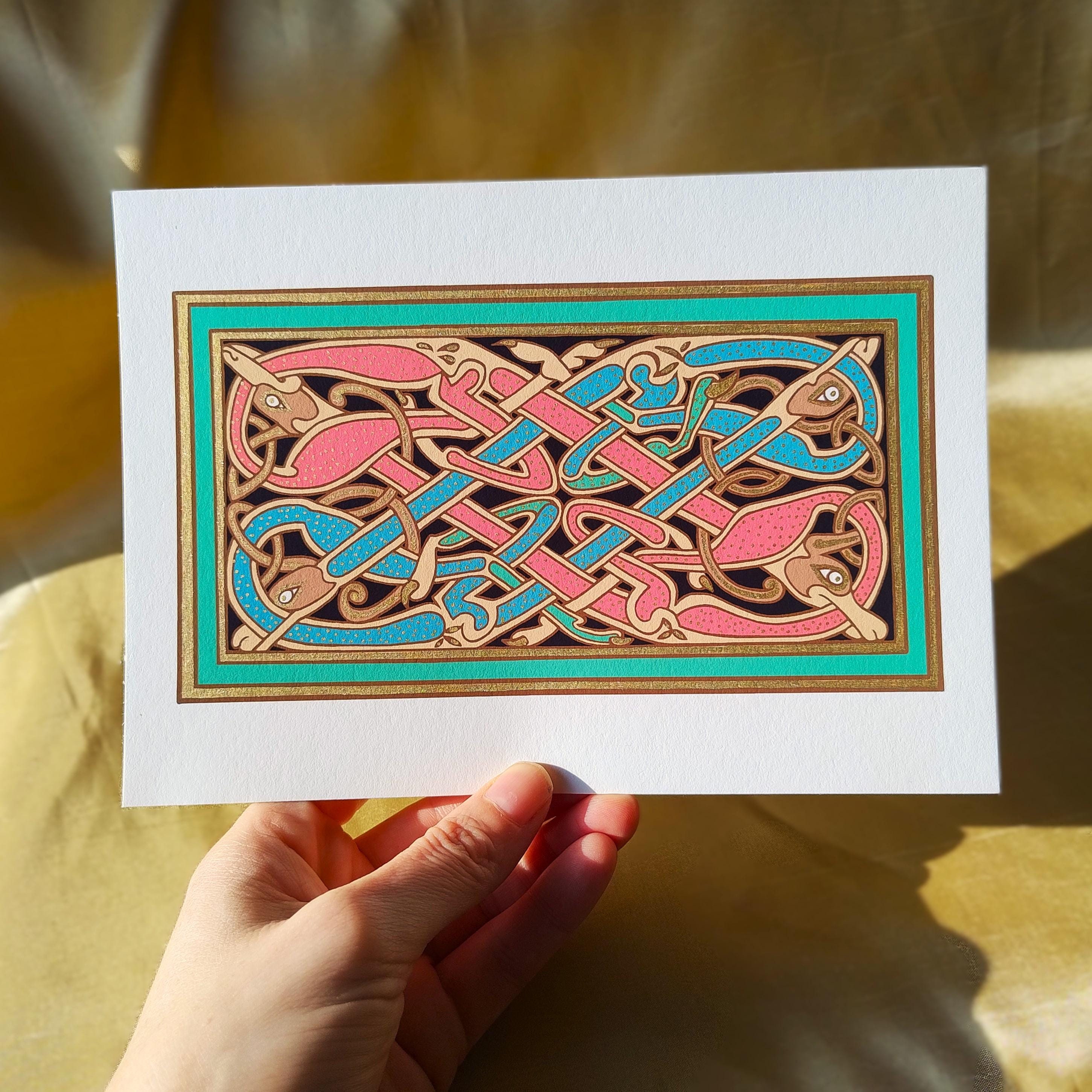 Lindisfarne Gospels Art Print - Early Medieval Insular Art- Illuminated Manuscript - Anglo-Saxon Art - Celtic Art