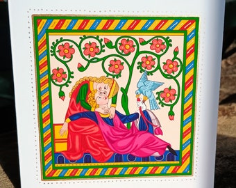 Medieval Lovers Greetings Card: Hand Embellished Codex Manesse Art