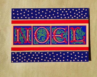 Noel Medieval Christmas Card: 15th Century Medieval Lettering Design - Single or Multipack