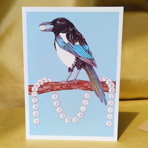 Illustration de la pie, carte de voeux, oiseau pie Impression artistique
